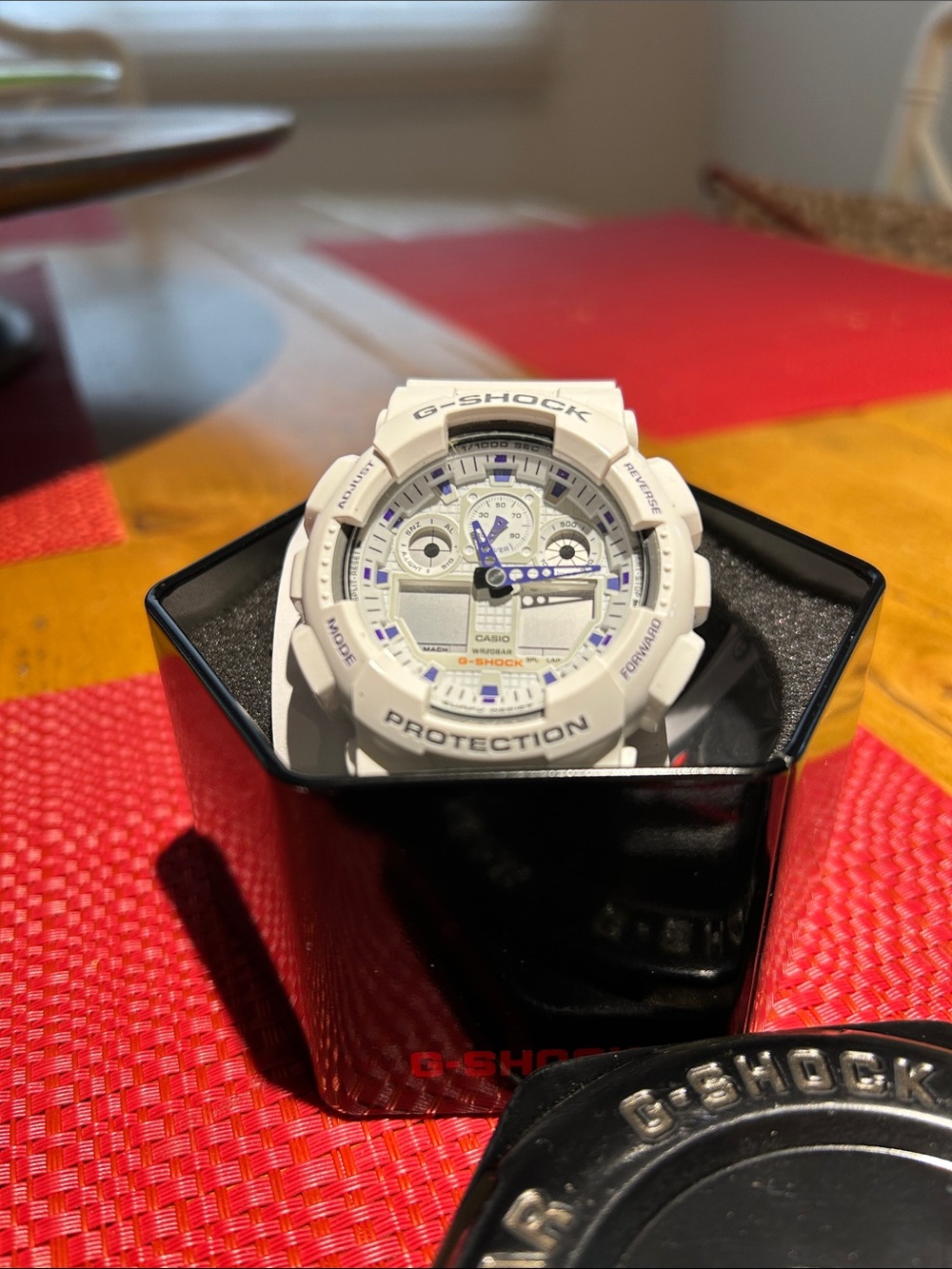 G-Shock White and Purple Analog-Digital Sport Watch